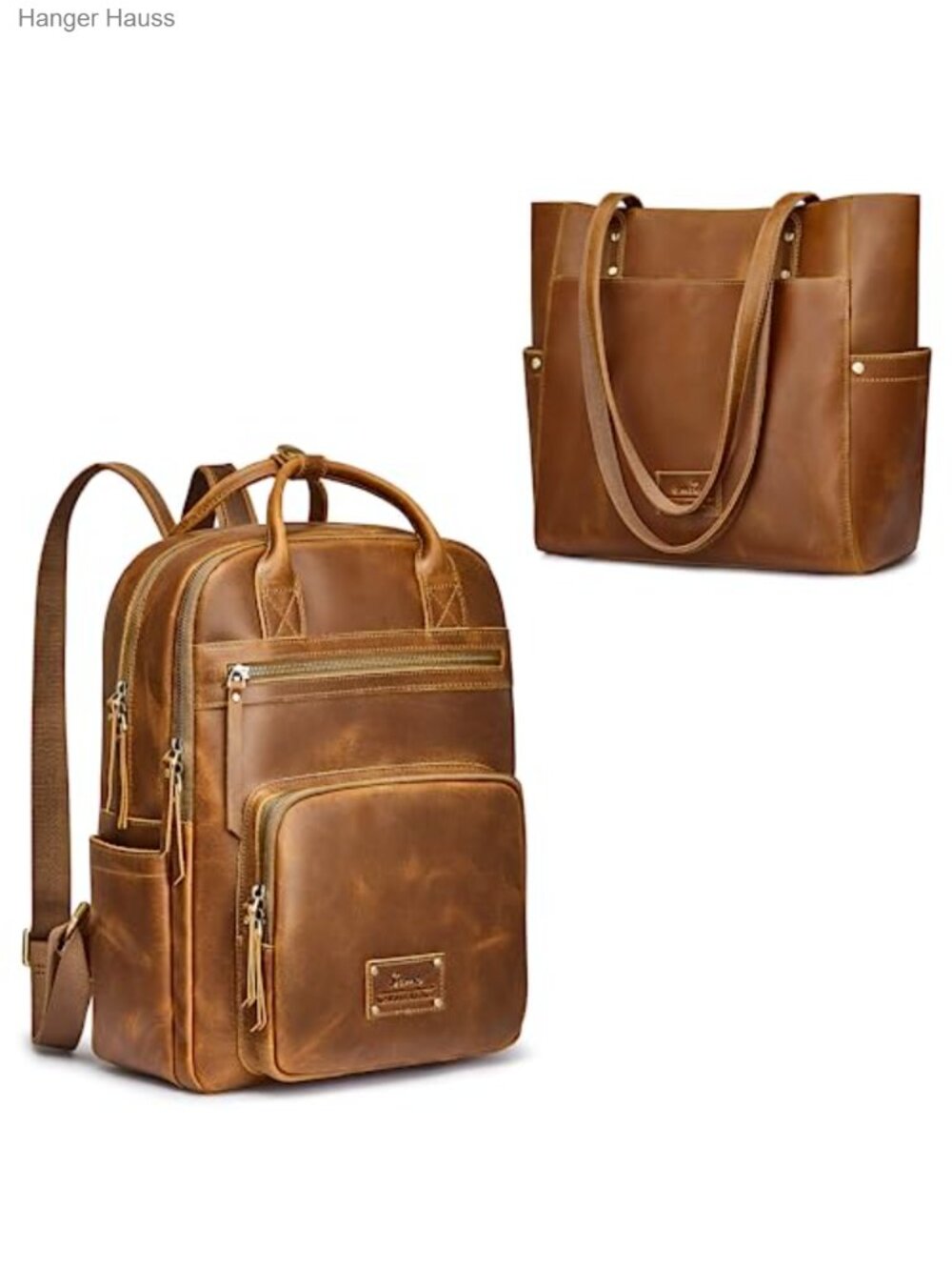 Genuine Leather Backpack Purse Tote Bag for Women Men, Large Vintage Handbag,